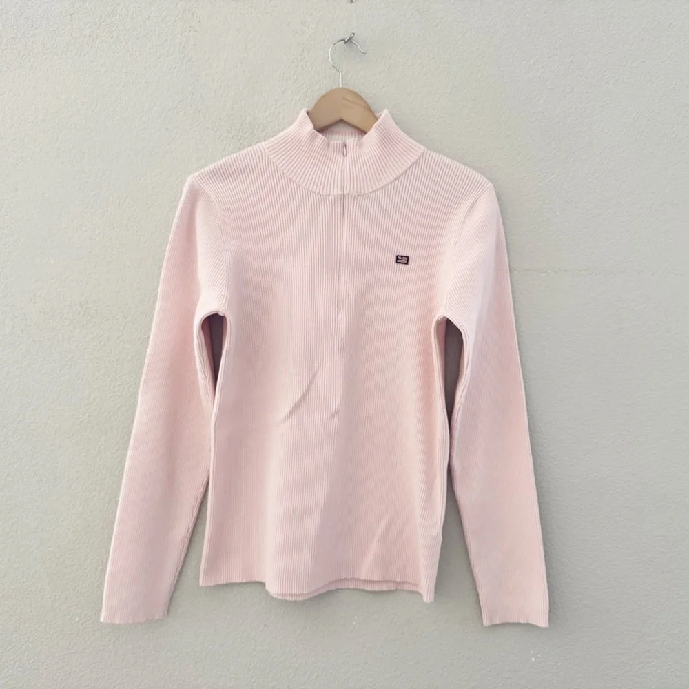 Vintage Ralph Lauren Polo Jeans Ribbed Mock Zip Sweater RL USA Flag Patch Y2K 90 - Picture 4 of 12